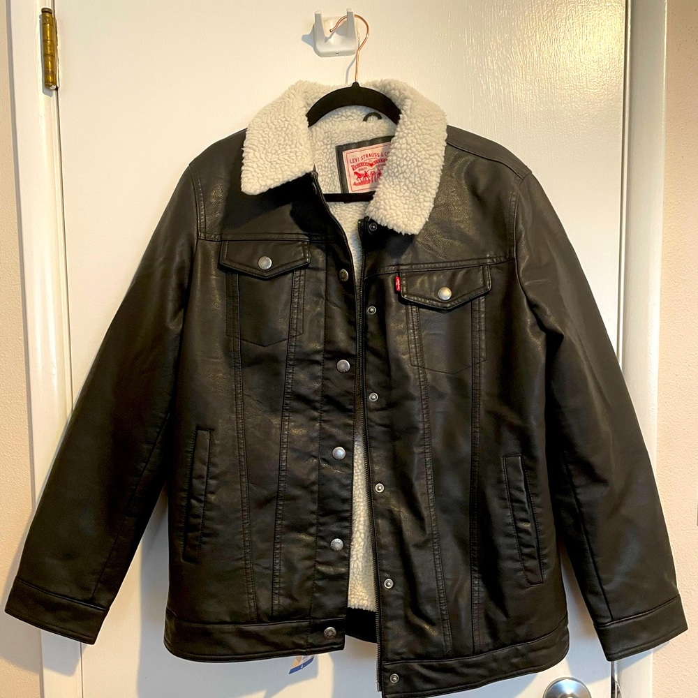 Levi’s faux leather, Sherpa lined jacket